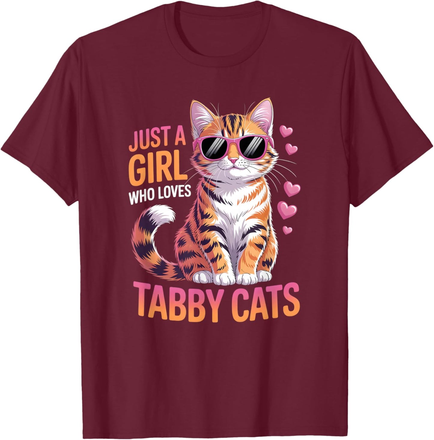 Girls Tabby Cat T-Shirt - T-Shirt | Maroon