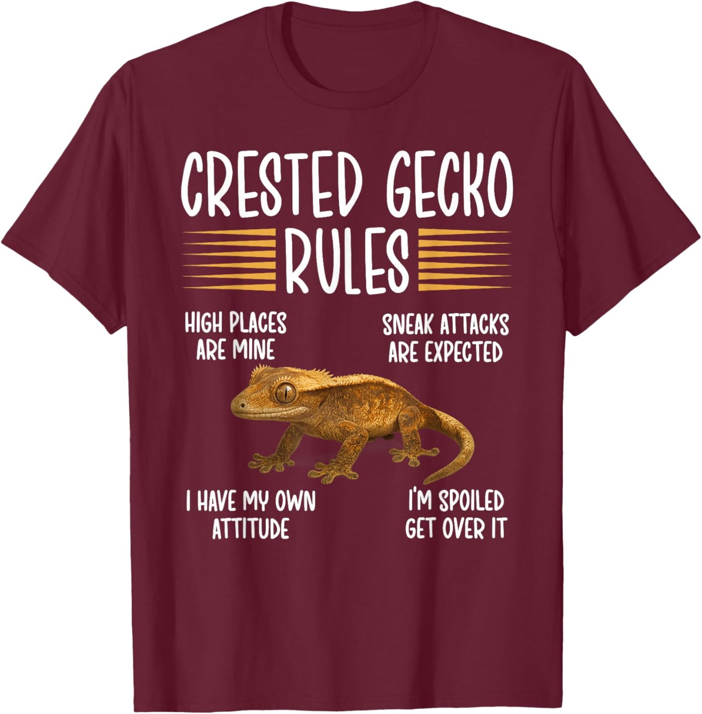 Crested Gecko Rules Crestie Owner Crested Gecko Lover T-Shirt - T-Shirt | Maroon