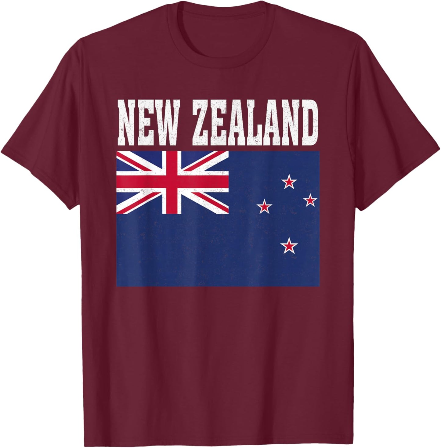 NEW Zealand Flag Patriotic National Roots Souvenir T-Shirt - T-Shirt | Maroon
