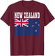 NEW Zealand Flag Patriotic National Roots Souvenir T-Shirt - T-Shirt | Maroon