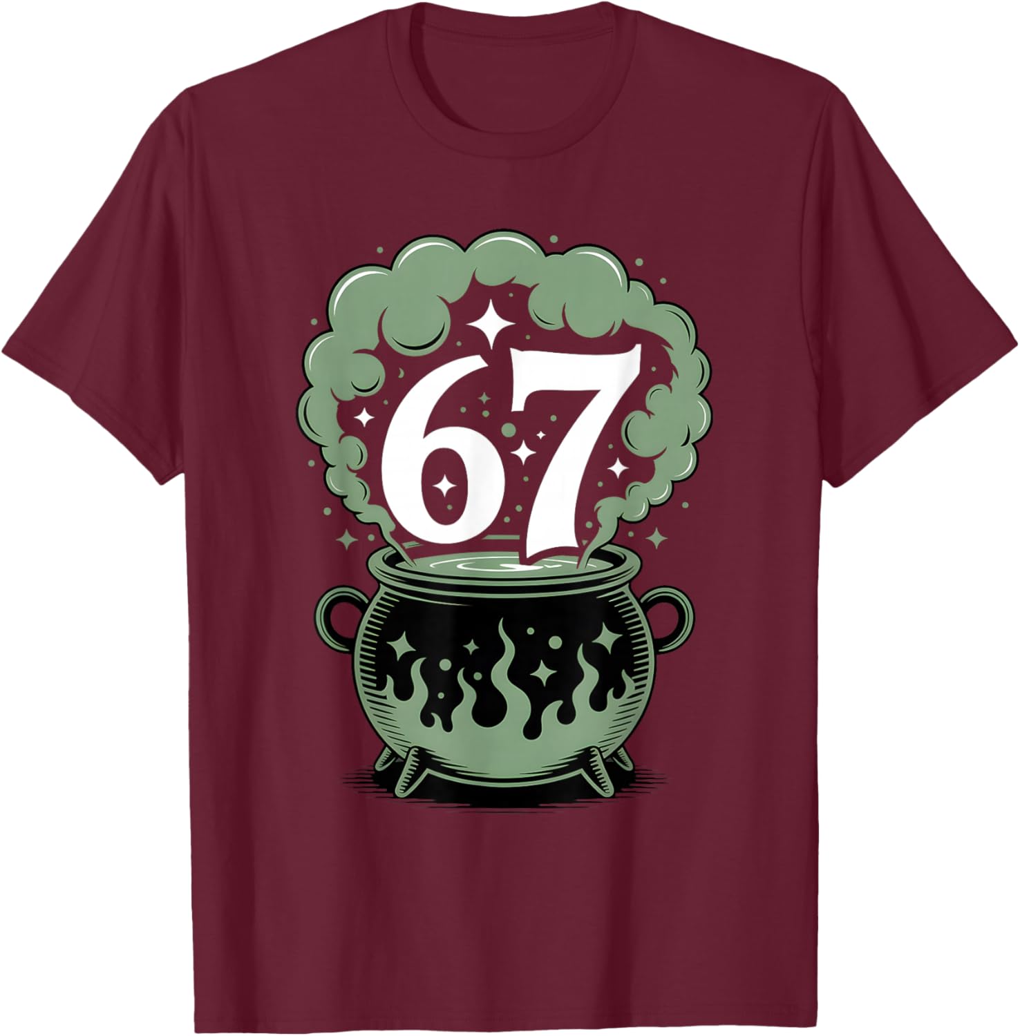 Witch Six Seven 6 7 Halloween Brainrot Meme 67 Funny T-Shirt - T-Shirt | Maroon