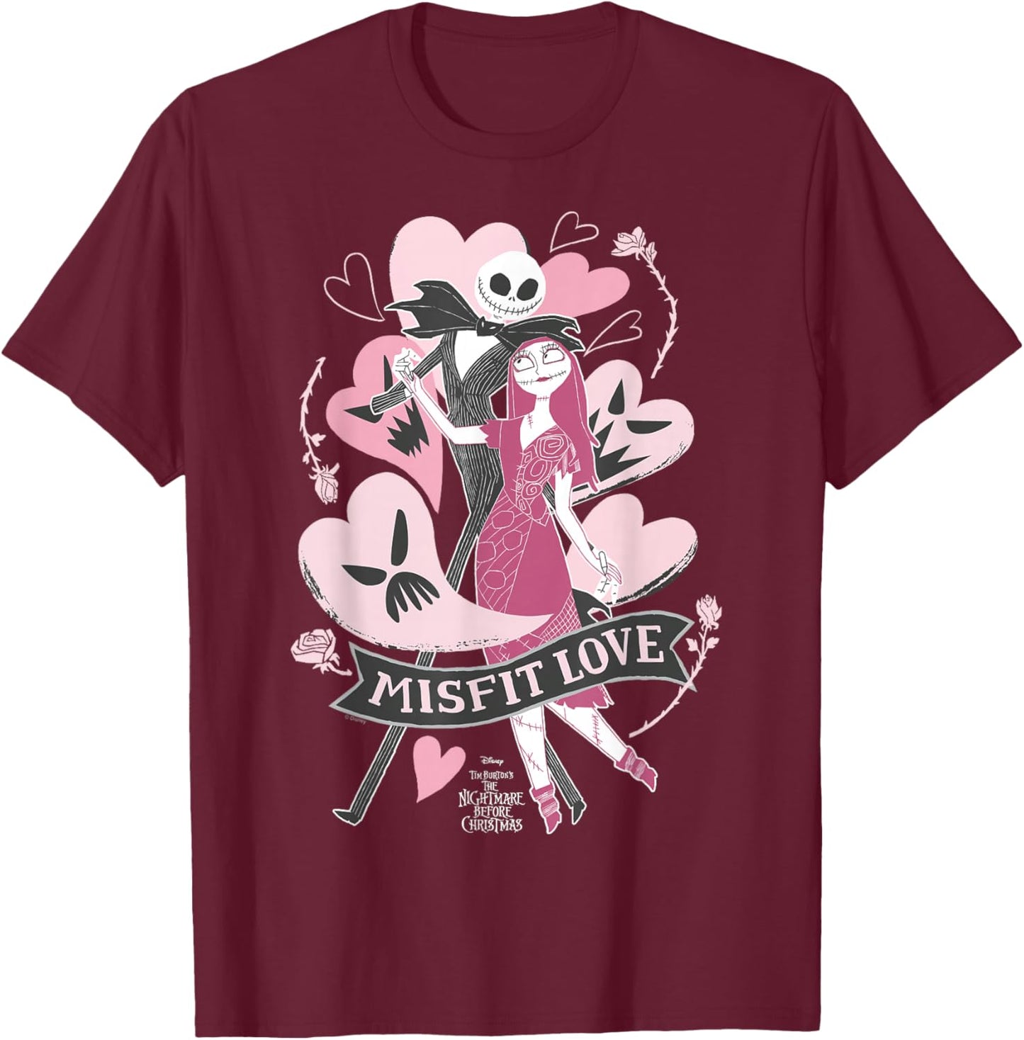 Nightmare Before Christmas - Misfit Love T-Shirt - T-Shirt | Maroon