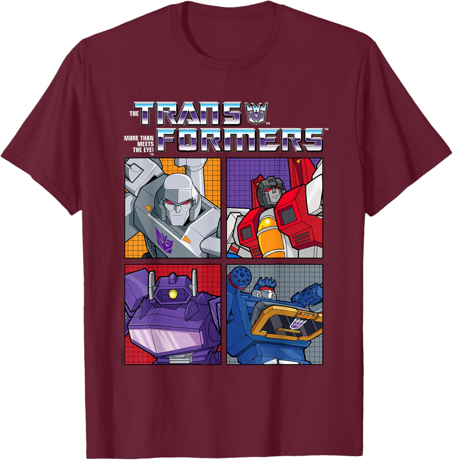Transformers Retro Villainous Decepticon Grid T-Shirt - T-Shirt | Maroon