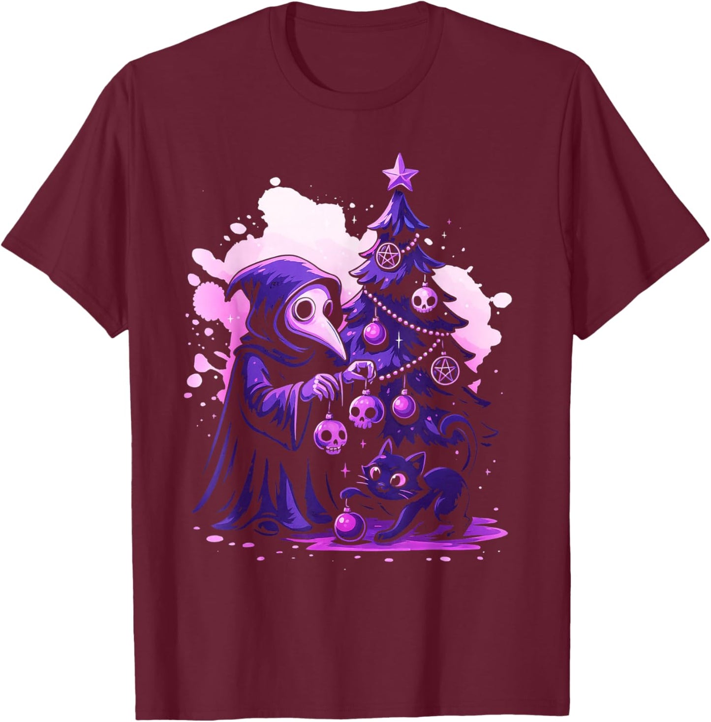 Plague Doctor Pastel Goth Christmas Gothic Men Women Girls T-Shirt - T-Shirt | Maroon