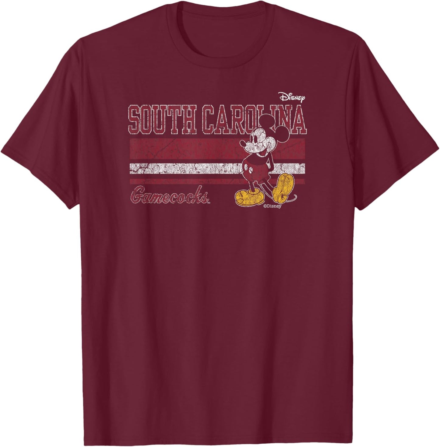 South Carolina Gamecocks Mickey Mouse Vintage Black T-Shirt - T-Shirt | Maroon