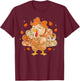 Retro Thanksgiving Turkey Floral Fall Turkey Coquette Girls T-Shirt - T-Shirt | Maroon