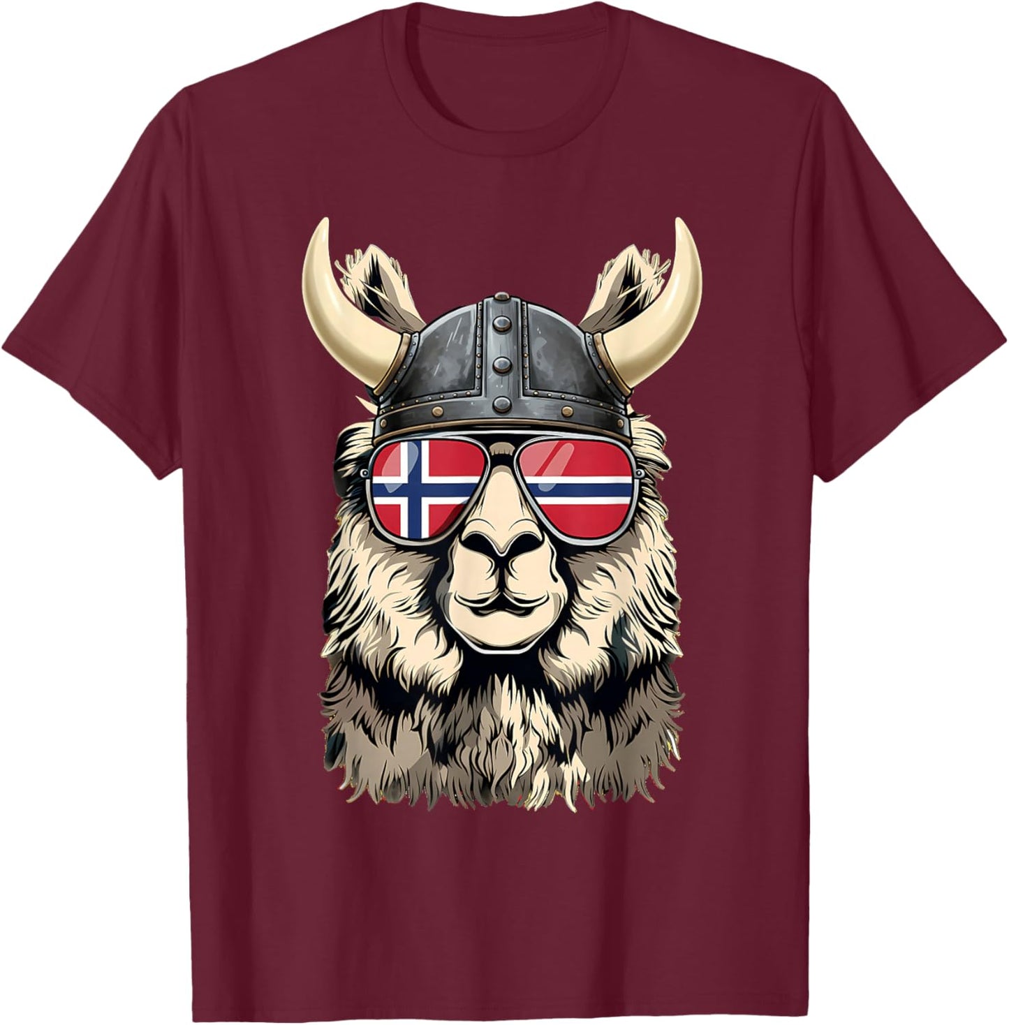 Norway Roots Llama Alapaca Norwegian Flag Norge T-Shirt - T-Shirt | Maroon