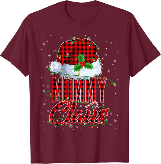 Mommy Claus Merry Christmas Family Matching Xmas T-Shirt - T-Shirt | Maroon