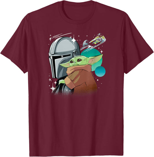 The Mandalorian and Grogu - Pose T-Shirt - T-Shirt | Maroon