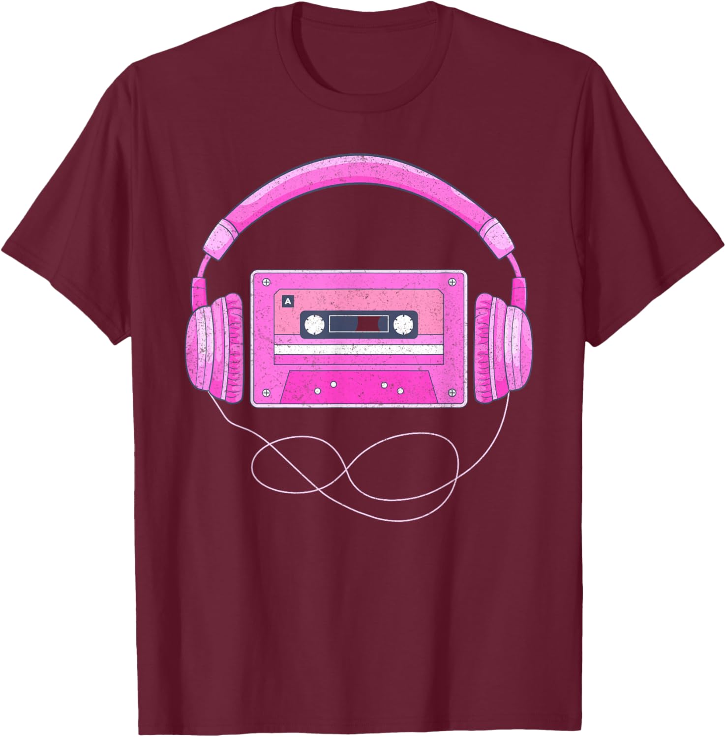 Love 80's 90's Music Retro Style Vintage Headphone Music DJ T-Shirt - T-Shirt | Maroon