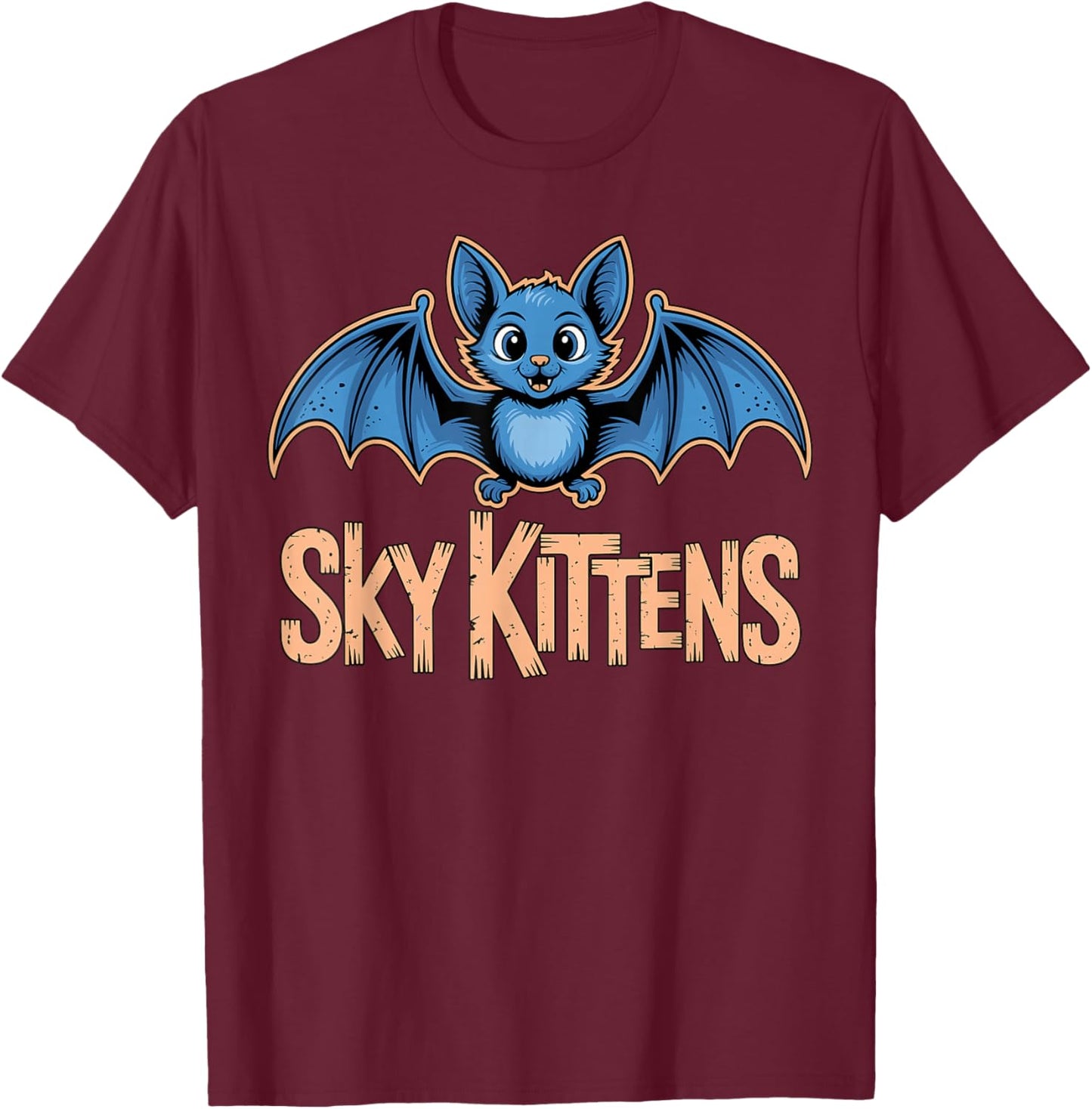 Sky Kittens Bat T-Shirt - T-Shirt | Maroon