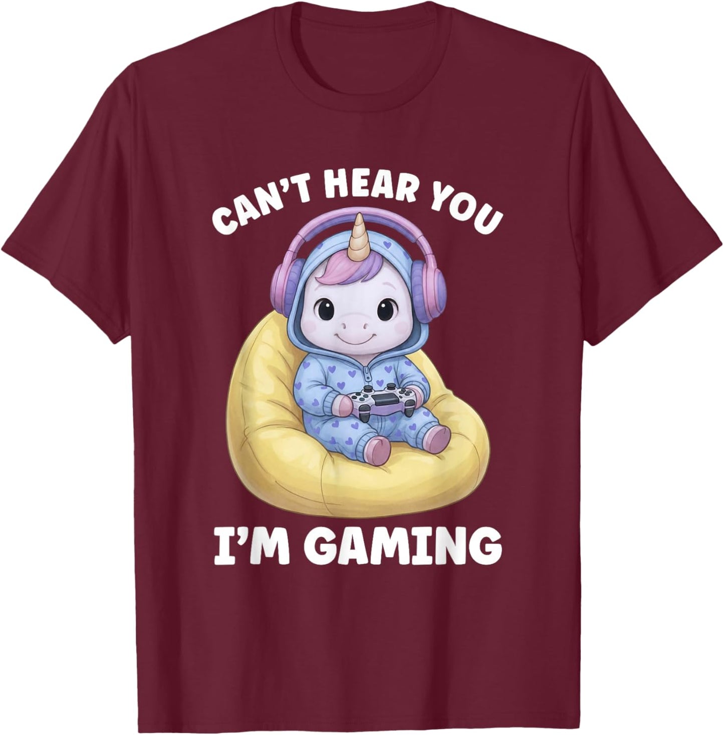 Girls Video Games Gamer Can't Hear You I'm Gaming Women T-Shirt - T-Shirt | Maroon