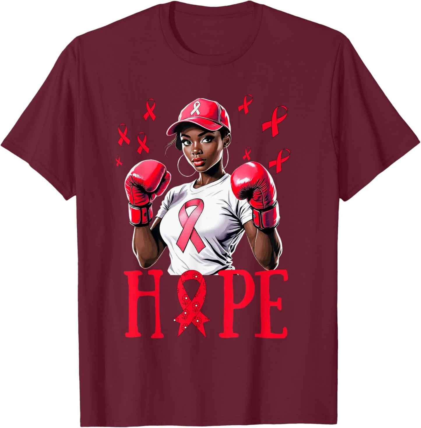 HIV Hope Red Ribbon Black African American AIDS Day T-Shirt - T-Shirt | Maroon