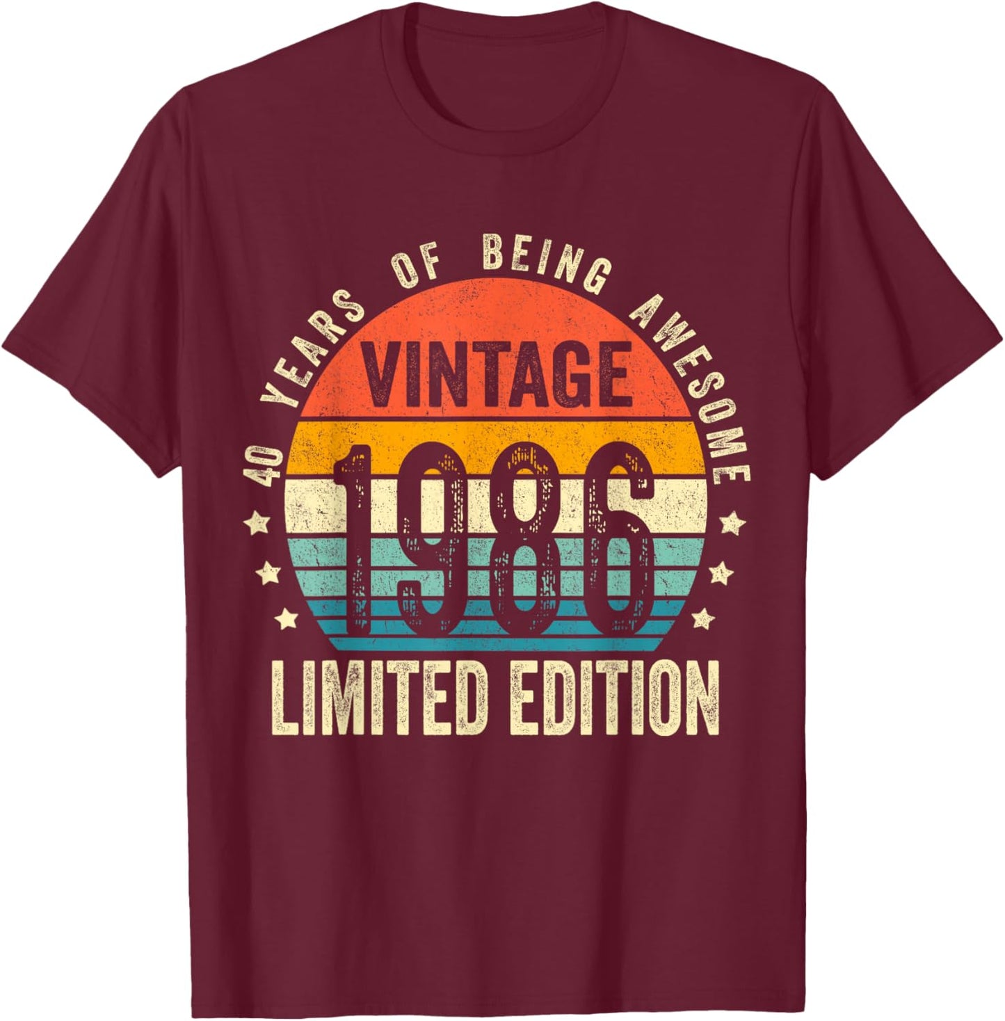 Vintage 1986 40th Birthday Gift Men Women 40 Years Old T-Shirt - T-Shirt | Maroon