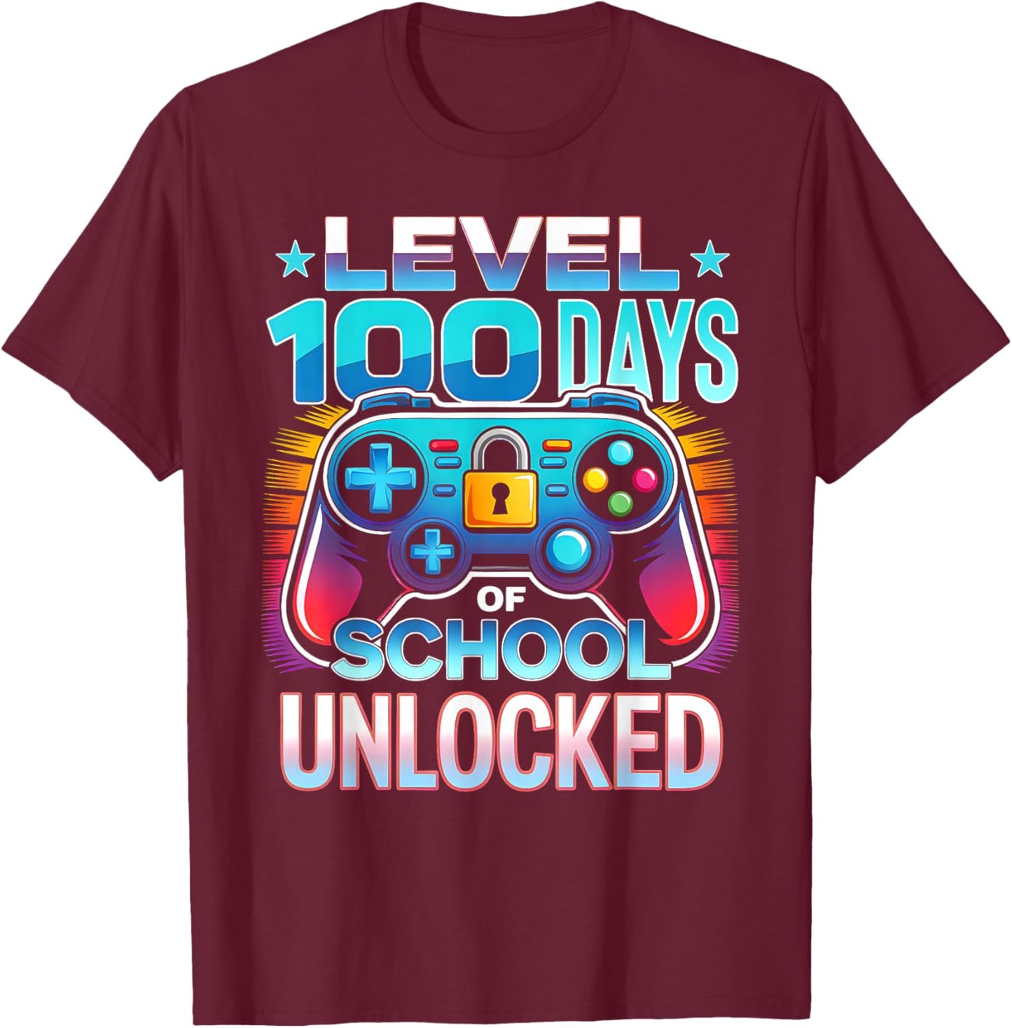 Level 100 Days of School Unlocked 100th Day of School Boys T-Shirt - T-Shirt | Maroon