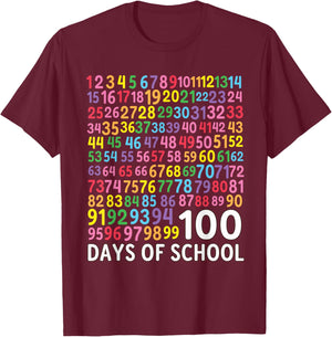 100th Day School Numbers Counting Celebration T-Shirt - T-Shirt | Maroon