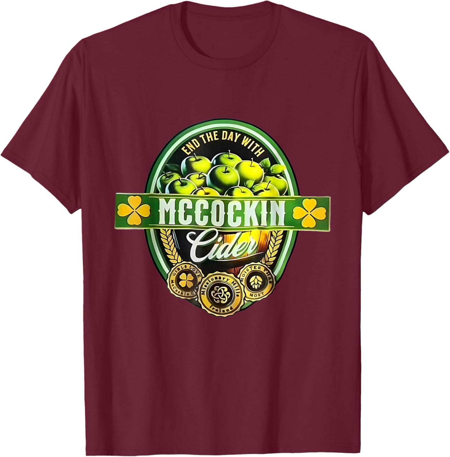 Vintage Maccockin Cider Funny St Patrick's Day T-Shirt - T-Shirt | Maroon