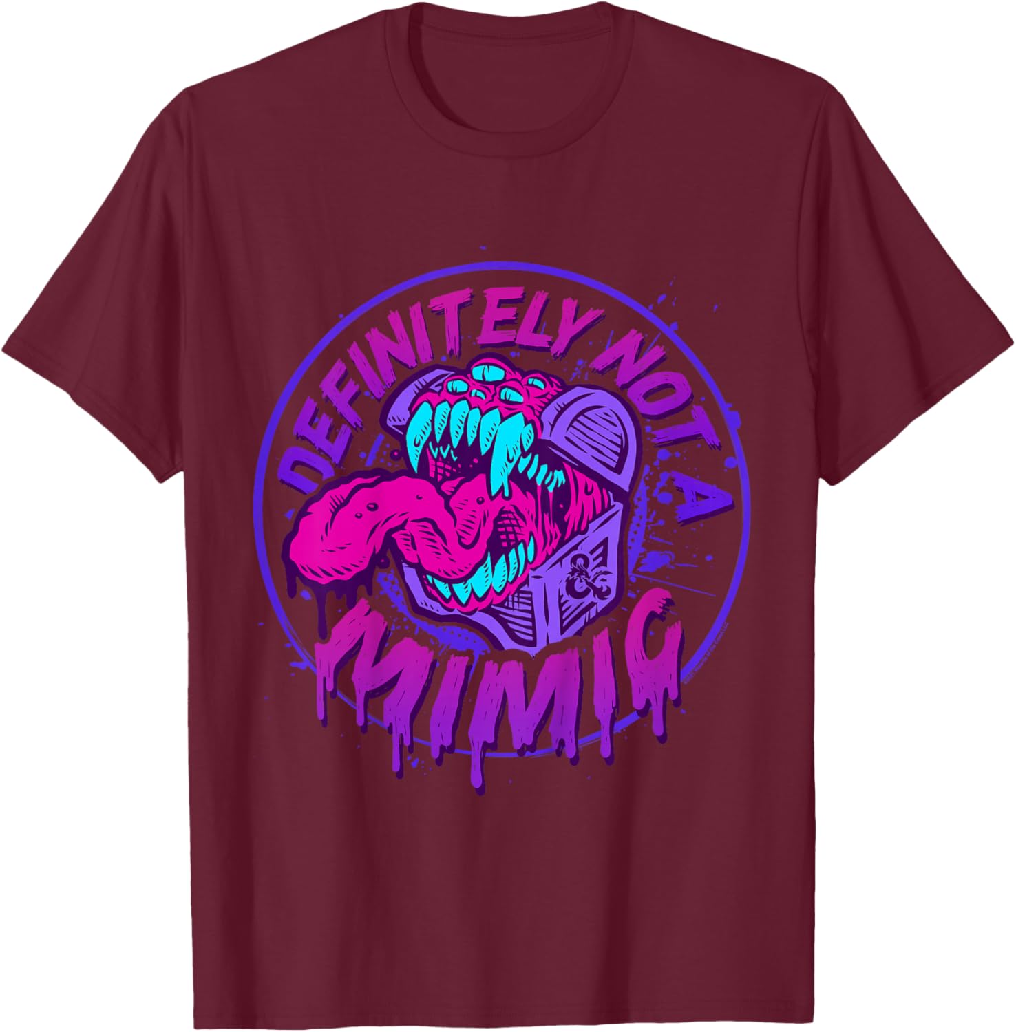 Dungeons & Dragons Definitely Not A Mimic Iconic Logo T-Shirt - T-Shirt | Maroon