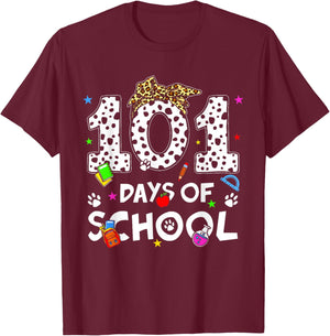 Happy 101 Days of School Funny Student Teacher Kids T-Shirt - T-Shirt | Maroon