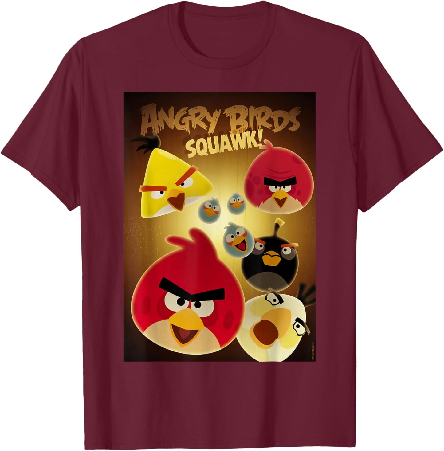 Angry Birds Group Poster Squawk T-Shirt - T-Shirt | Maroon
