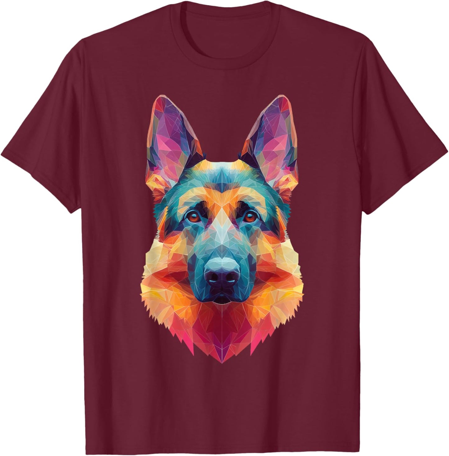 German Shepherd Dog Graphic T-Shirt - T-Shirt | Maroon