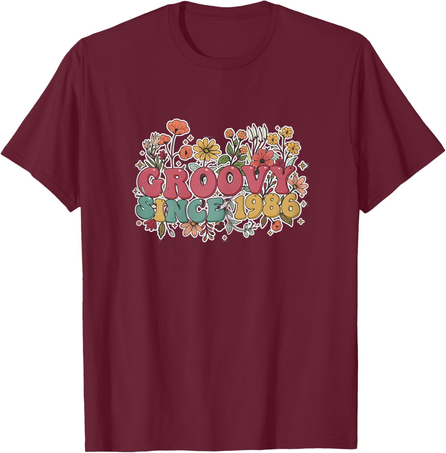 Groovy Since 1986 40th Birthday Vintage T-Shirt - T-Shirt | Maroon