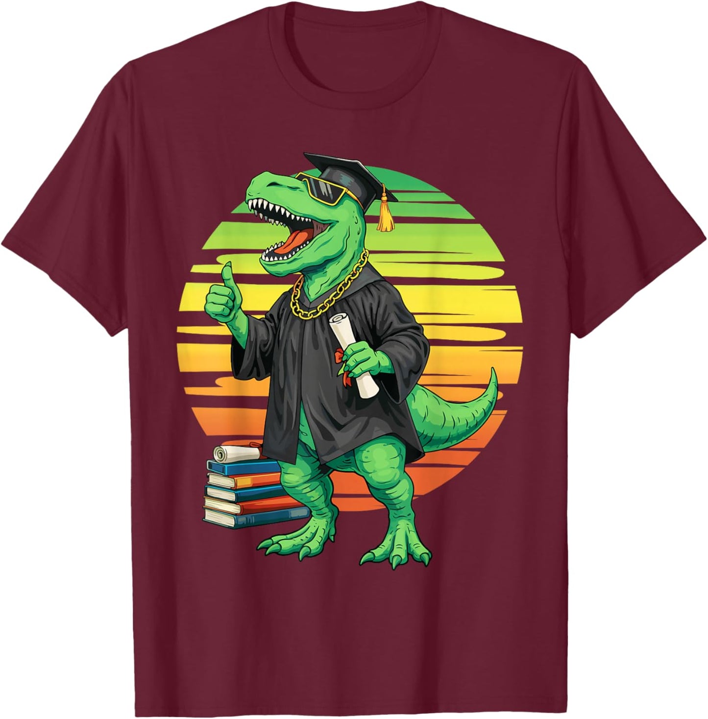 Graduation T Rex Dinosaur Graduated Last Day School Boys T-Shirt - T-Shirt | Maroon