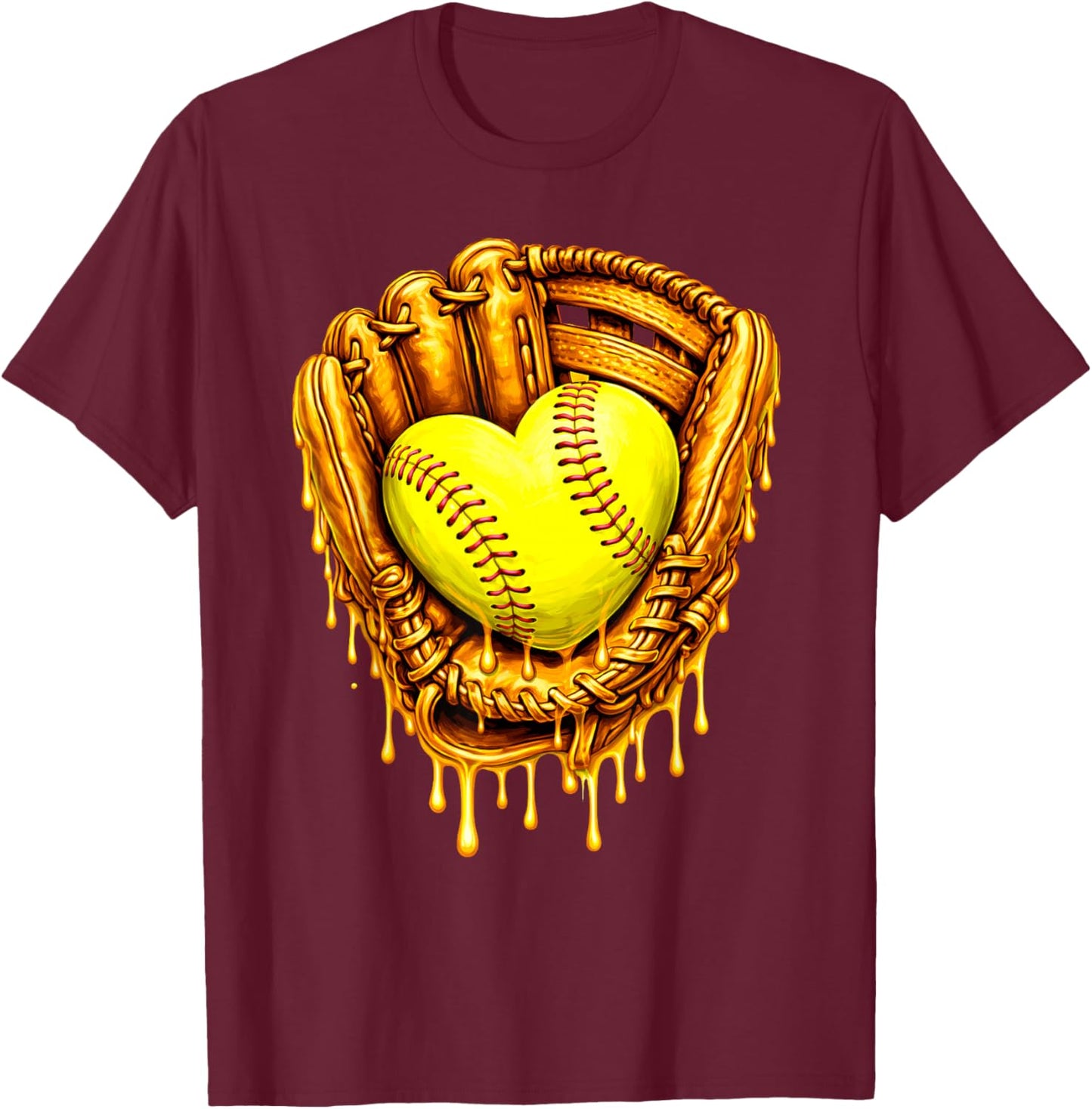 Cute Softball Heart Happy Valentines Boys Women Men Kids T-Shirt - T-Shirt | Maroon