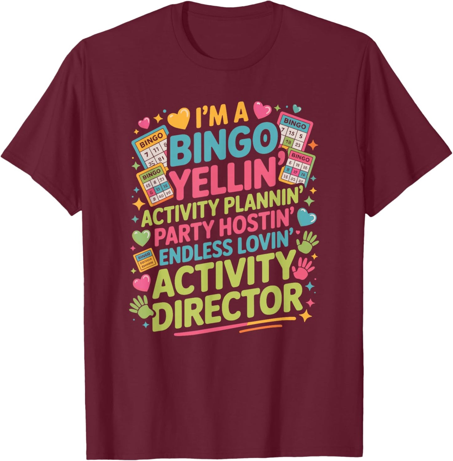 Activity Director Bingo Party Planning Squad Professional T-Shirt - T-Shirt | Maroon