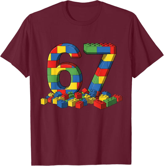 Number 67 Six Seven Meme Sixty-Seven Gen Alpha Birthday T-Shirt - T-Shirt | Maroon
