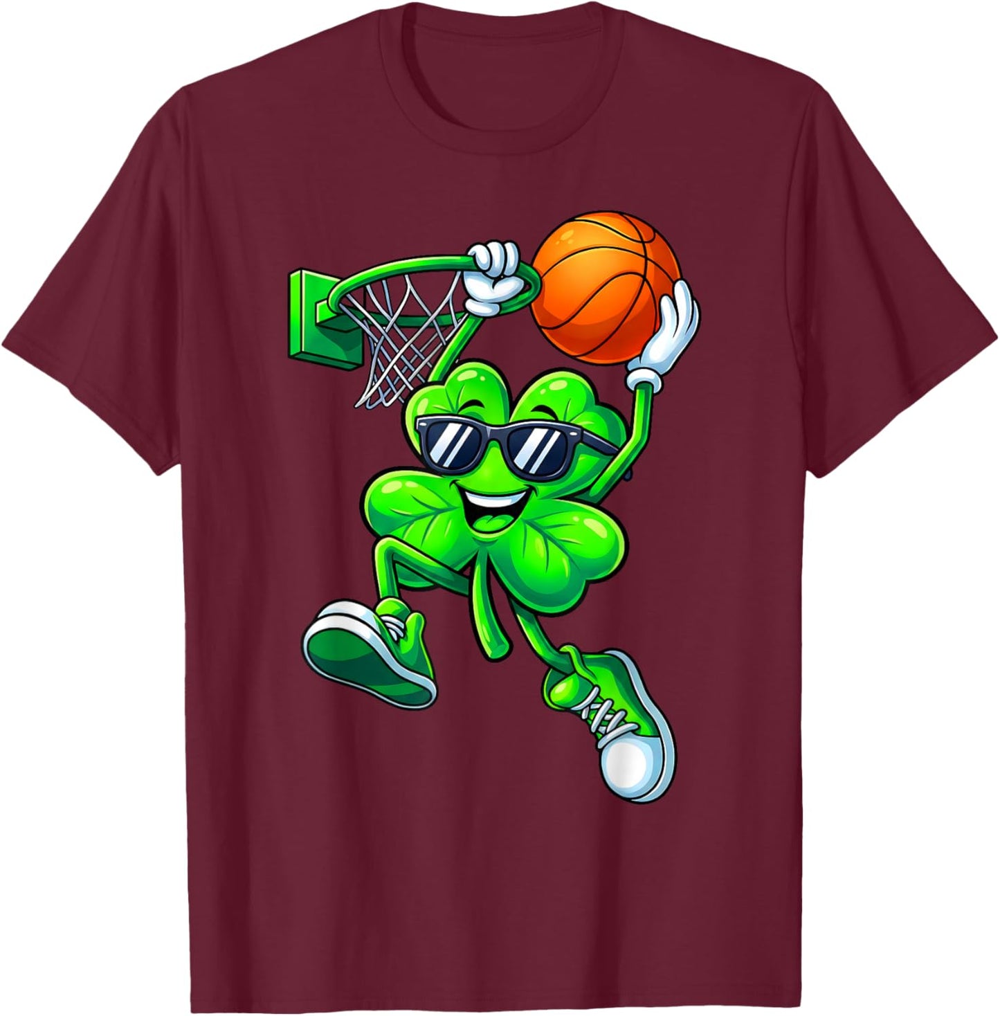 Shamrock Basketball Irish St Patricks Men Boy Kid Apparel T-Shirt - T-Shirt | Maroon