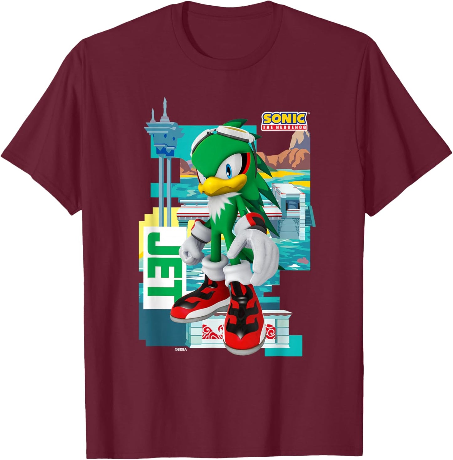 Sonic The Hedgehog - in The Zone - Jet T-Shirt - T-Shirt | Maroon