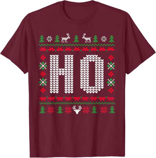 Where's My Ho at? Ho Merry Christmas Holiday Couples Ugly T-Shirt - T-Shirt | Maroon
