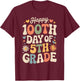 Happy 100th Day of 5th Grade Hearts Flowers Teacher Kids T-Shirt - T-Shirt | Maroon