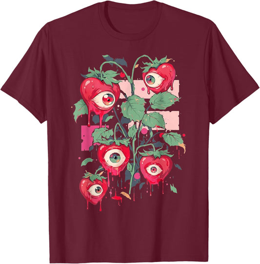 Weirdcore Trippy Hearts Creepy Cute Valentine's Day Goth T-Shirt - T-Shirt | Maroon