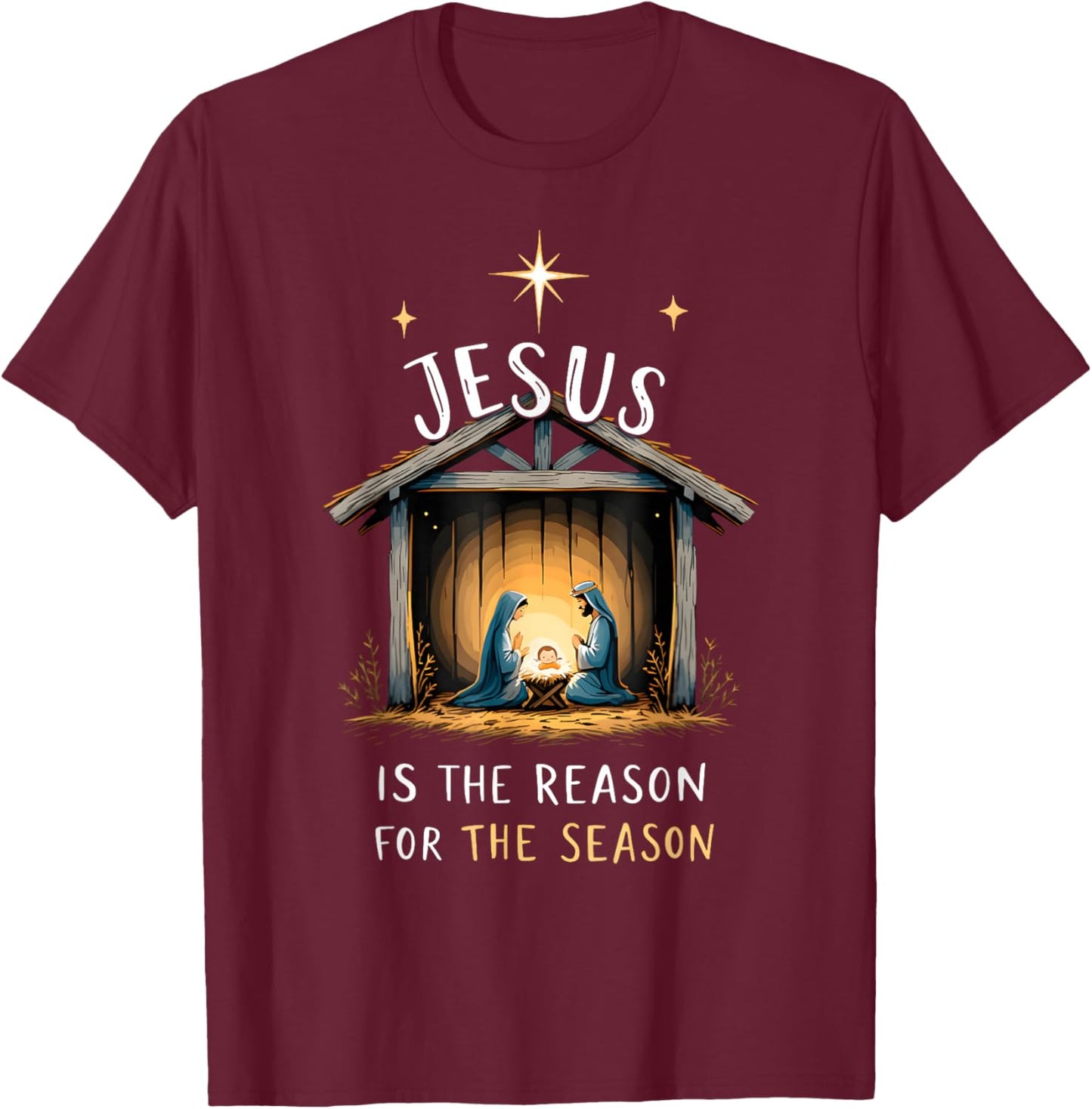 Jesus is The Reason for The Season Christmas Xmas Christian T-Shirt - T-Shirt | Maroon
