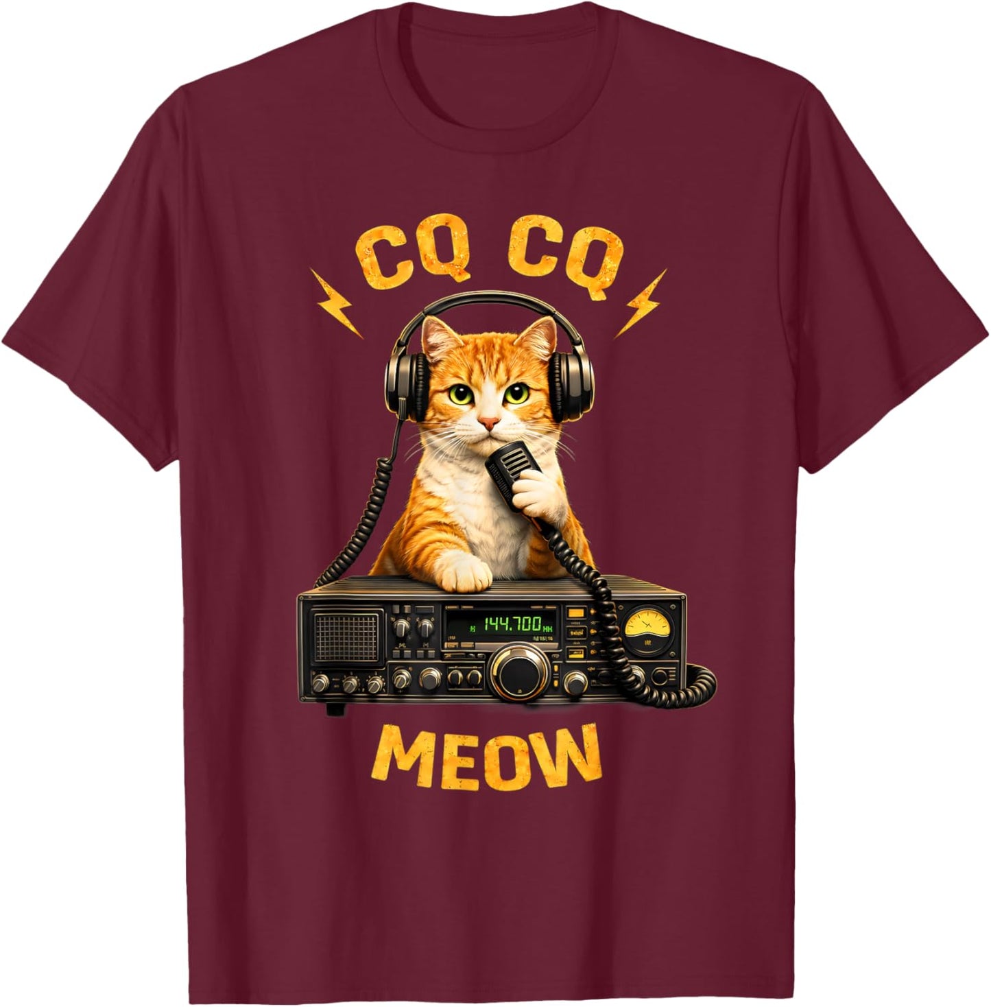 Funny Cat Ham Radio Operator T-Shirt - T-Shirt | Maroon