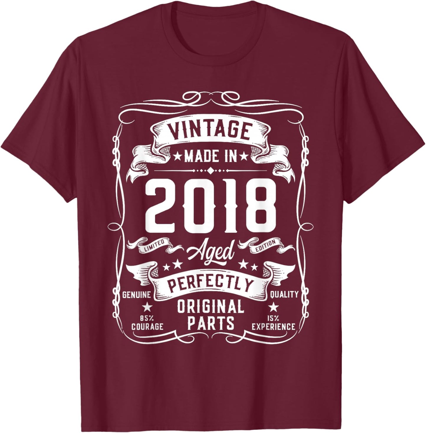 Vintage 2018 8yr 8th Birthday Gifts Boys Girls 8 Year Old T-Shirt - T-Shirt | Maroon