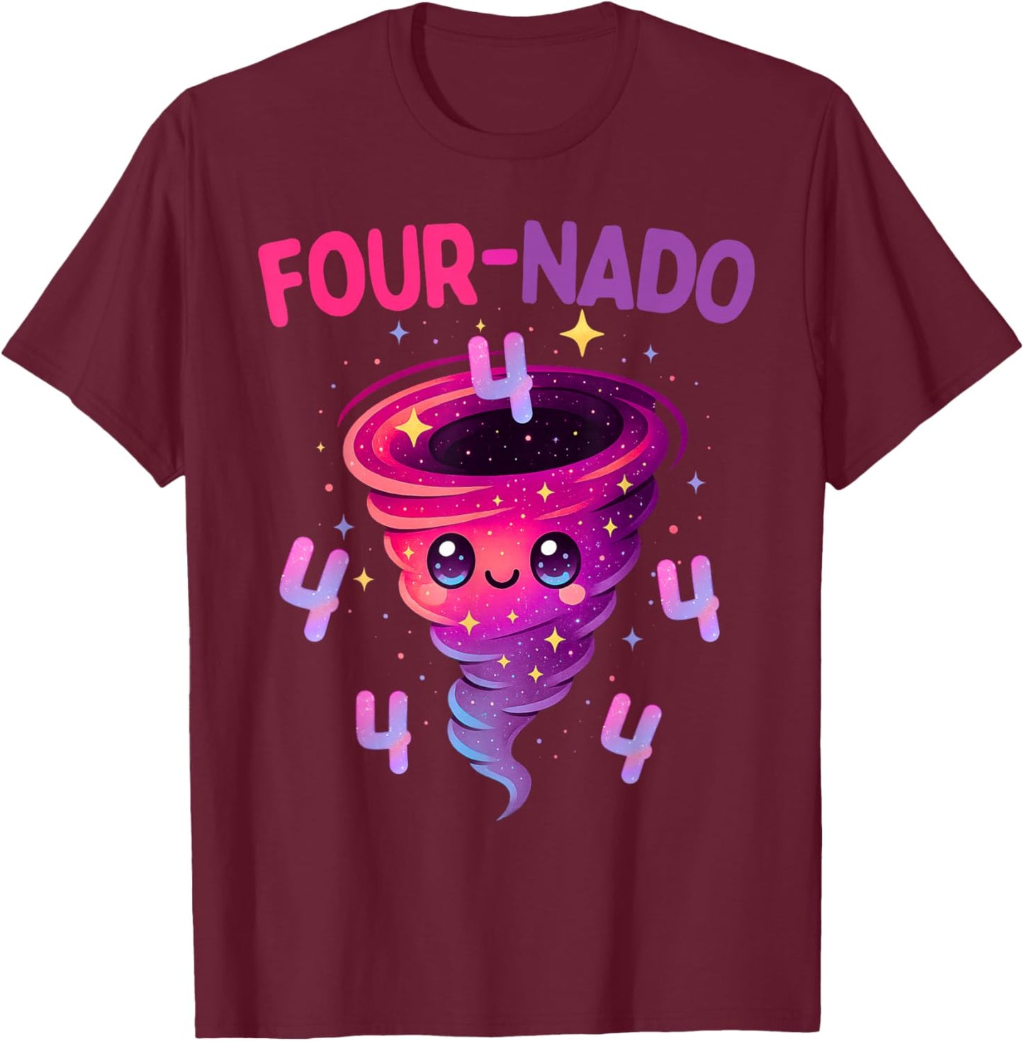 Four Nado Warning 4th Birthday Cute Tornado Themed Kids T-Shirt - T-Shirt | Maroon