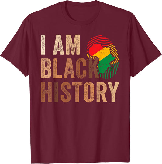 I Am Black History Month African American DNA Melanin Pride T-Shirt - T-Shirt | Maroon
