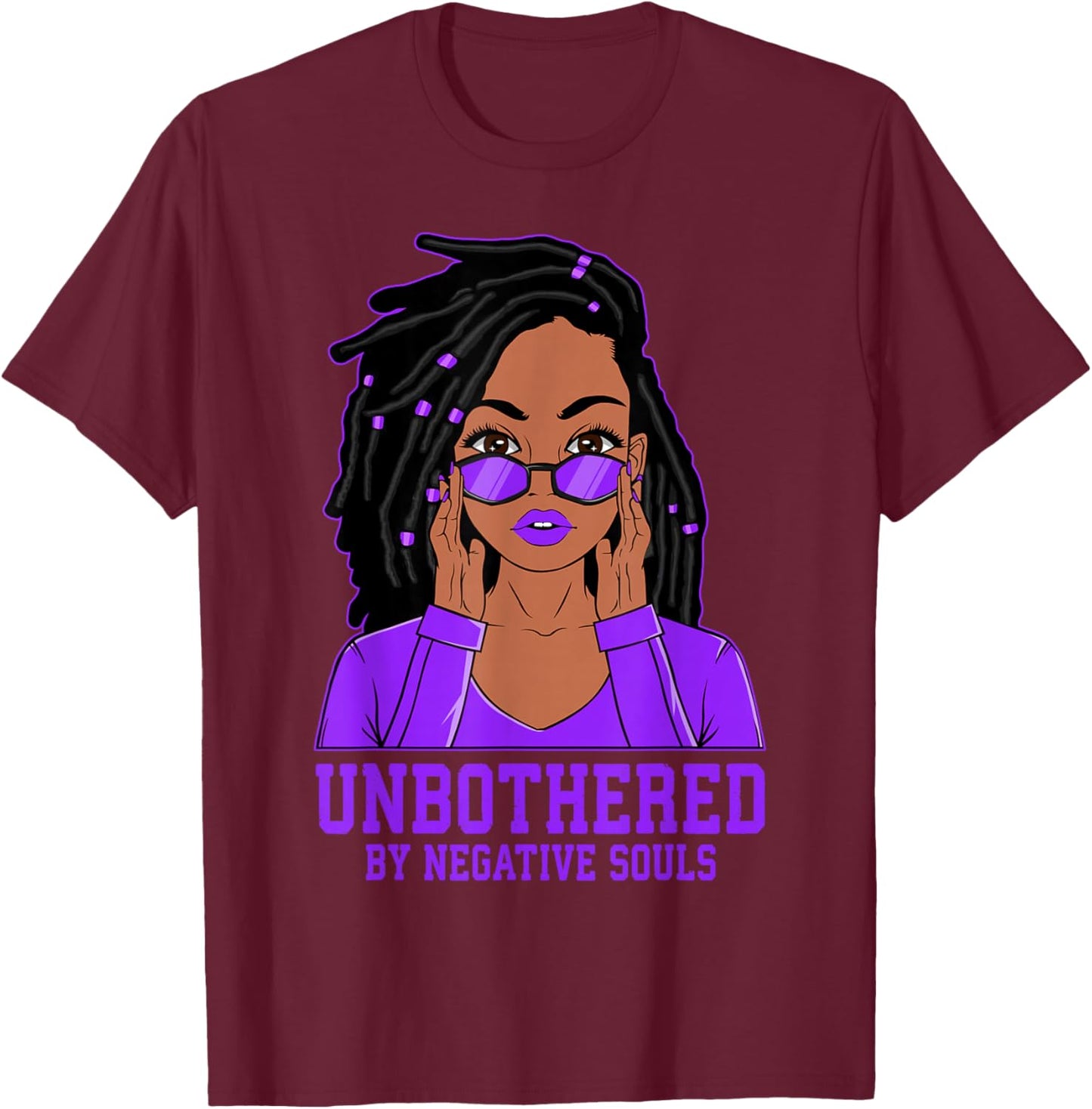 Unbothered Dreadlocks Loc'd Hair Black Woman Girl T-Shirt - T-Shirt | Maroon