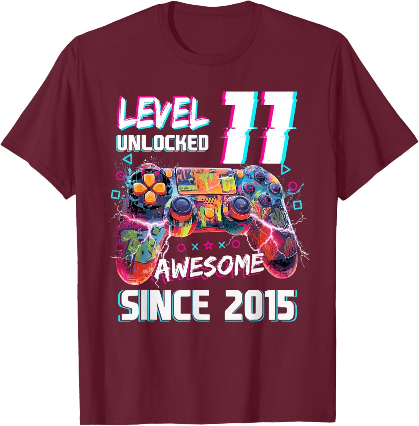 Level 11 Unlocked Video Gamer 11th Birthday Video Gamer Boys T-Shirt - T-Shirt | Maroon