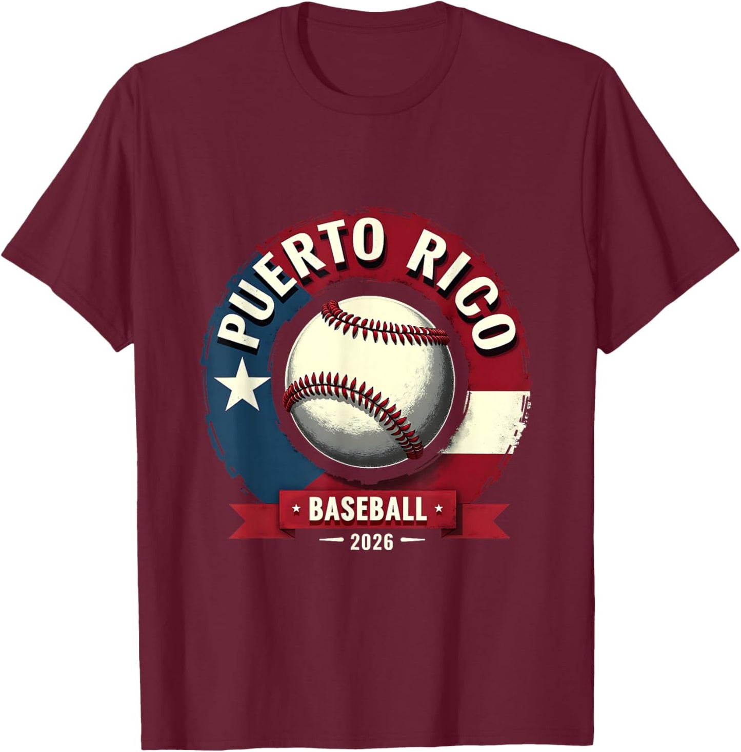 Puerto Rico Baseball 2026 Island Pride Sports Theme T-Shirt - T-Shirt | Maroon