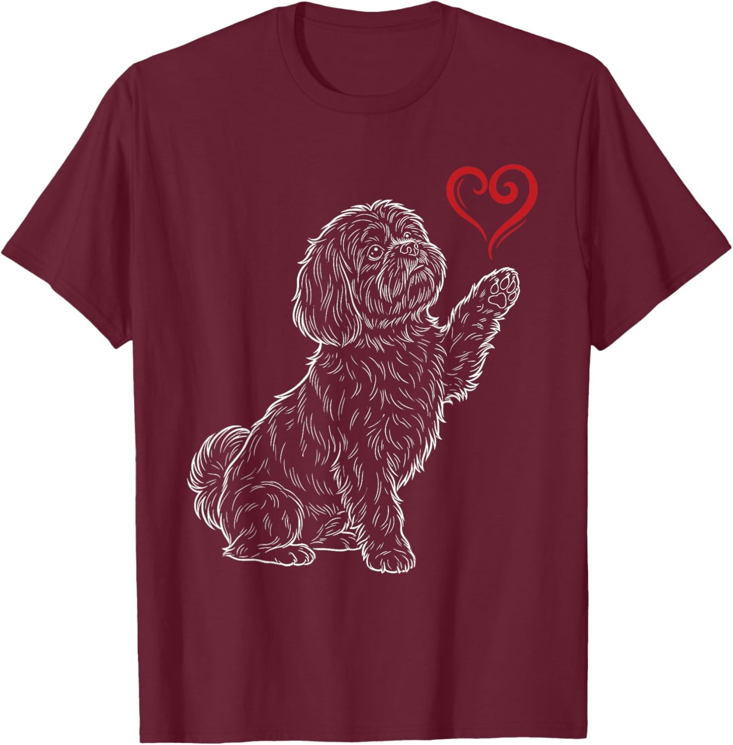 Shih Tzu Lover Dog Art Holding Heart Valentines T-Shirt - T-Shirt | Maroon
