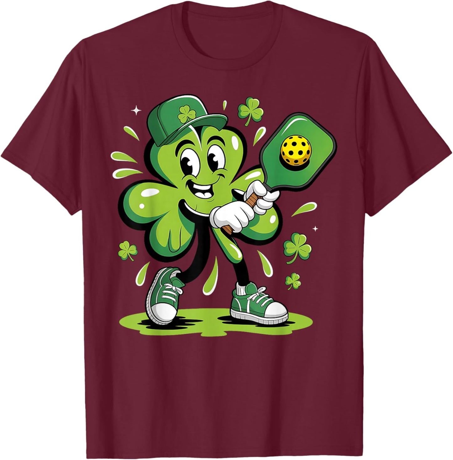 St Patricks Day Pickleball Saint Pattys Irish Men Women Kids T-Shirt - T-Shirt | Maroon
