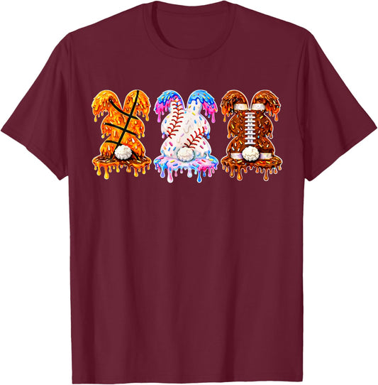 Ice Cream Drip Basketball Baseball Football Easter Gifts T-Shirt - T-Shirt | Maroon
