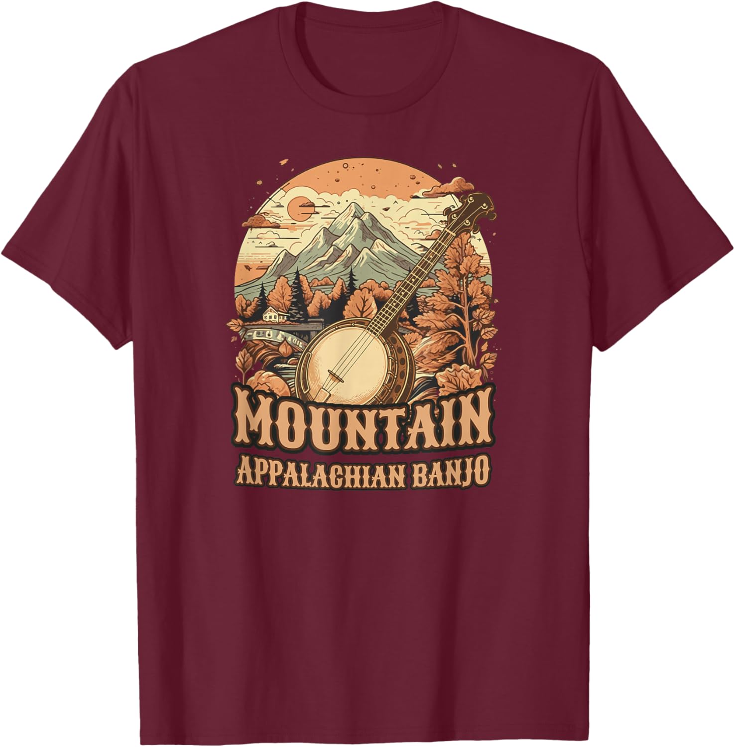 Bluegrass-Banjo Country-Mountain-Appalachian, Banjo T-Shirt - T-Shirt | Maroon