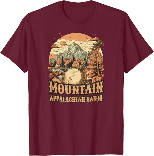 Bluegrass-Banjo Country-Mountain-Appalachian, Banjo T-Shirt - T-Shirt | Maroon