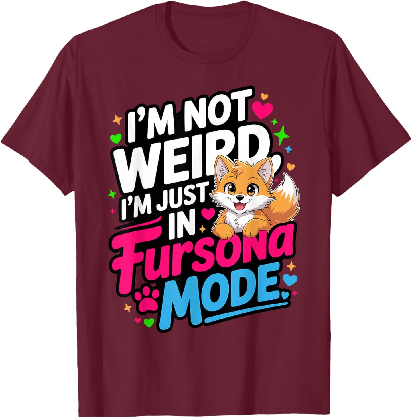 Cute Furry Fandom Anthropomorphic Animal Fursonas T-Shirt - T-Shirt | Maroon