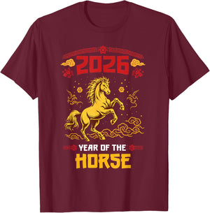 Year of The Horse 2026 Lunar New Year Chinese New Year 2026 T-Shirt - T-Shirt | Maroon